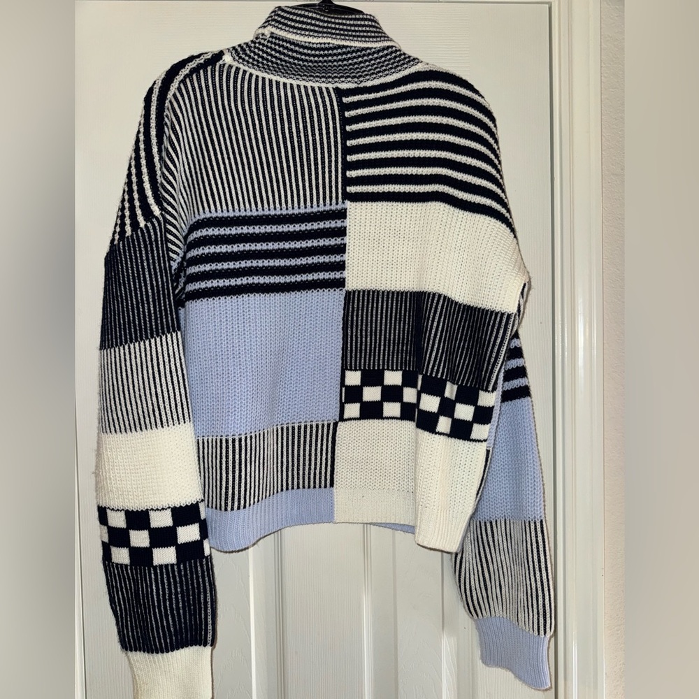 Black And White Patchwork Sweater - image 3